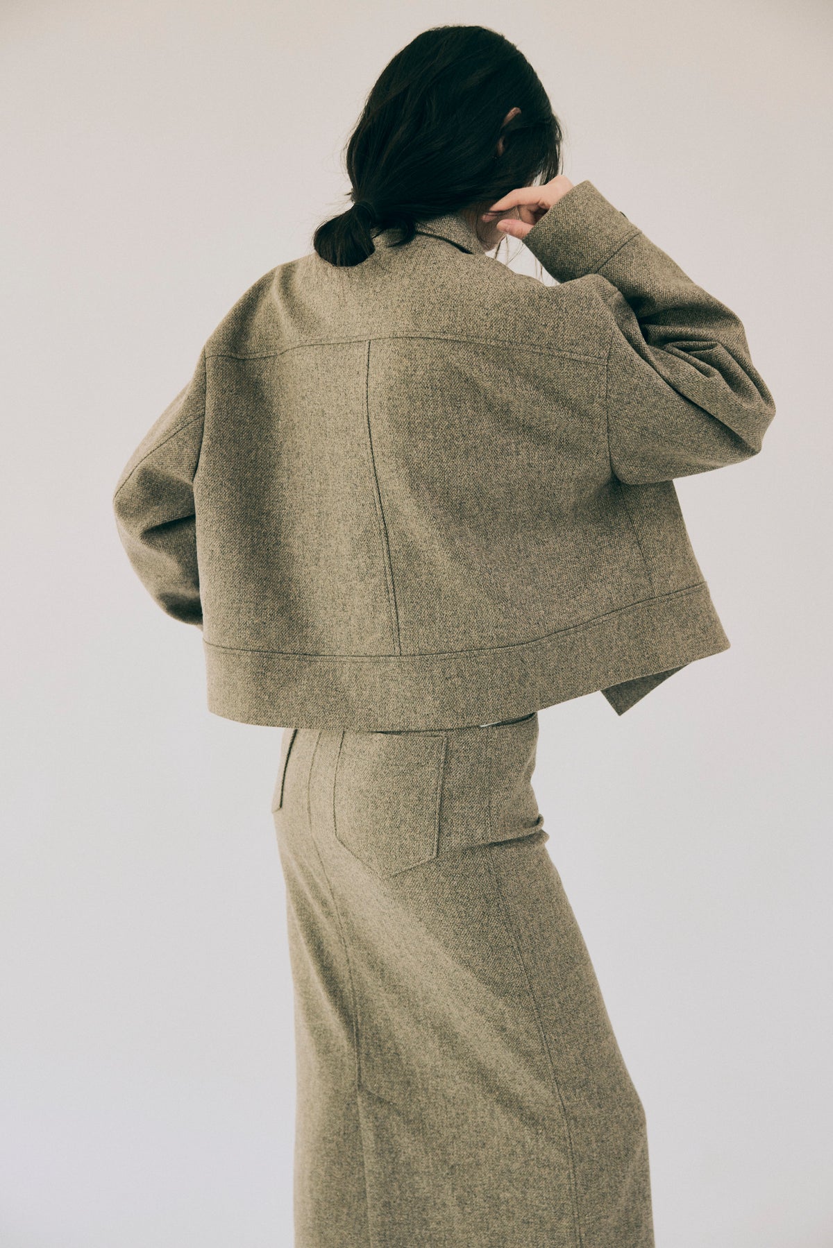 AW26 - Cord Embroidery Tweed Skirt