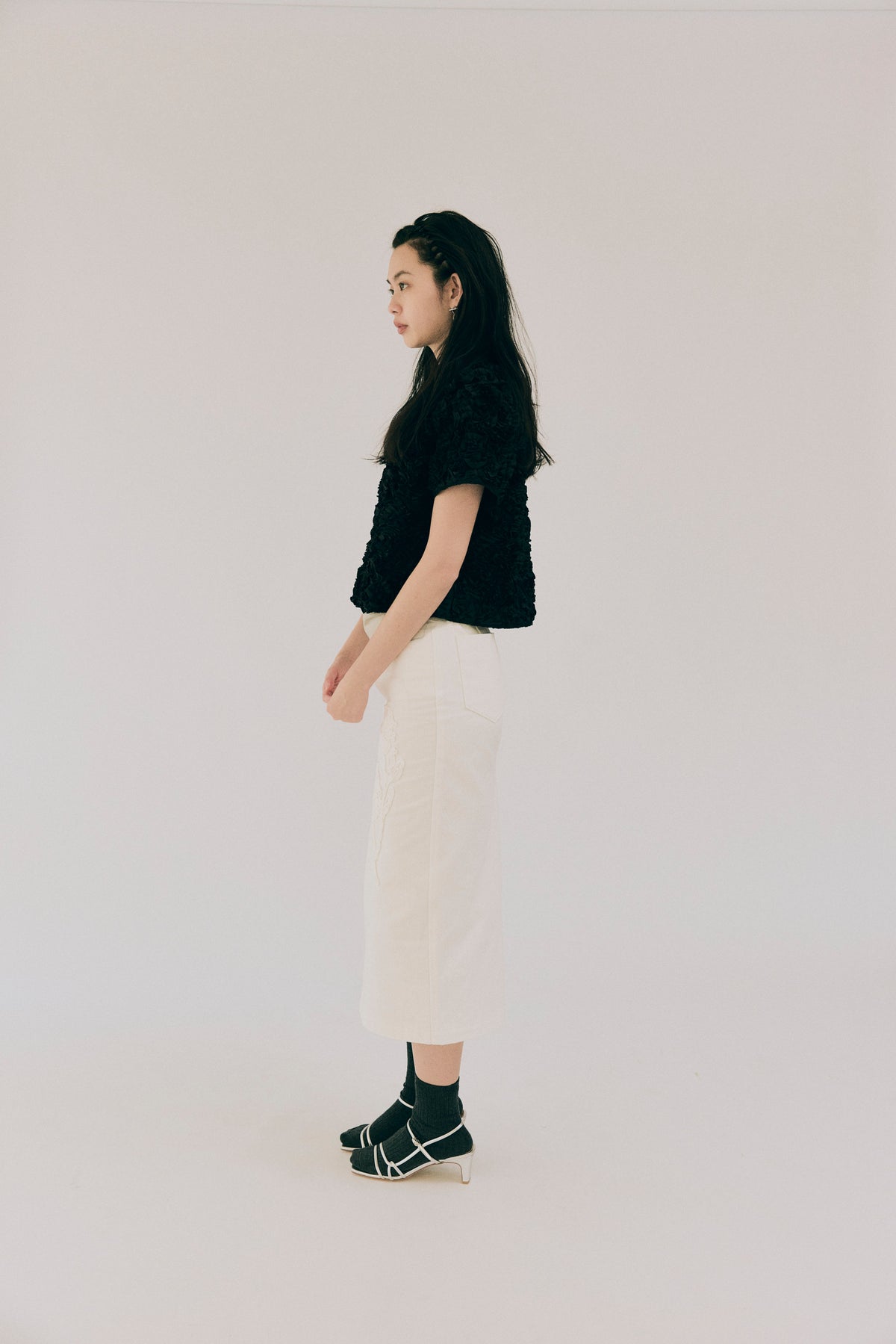 AW26 - Cord Embroidery Denim Skirt