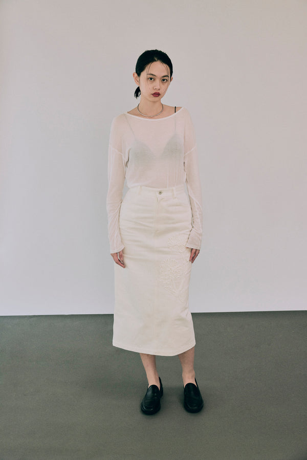 AW26 - Cord Embroidery Denim Skirt