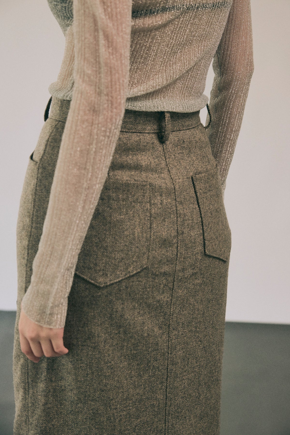 AW26 - Cord Embroidery Tweed Skirt
