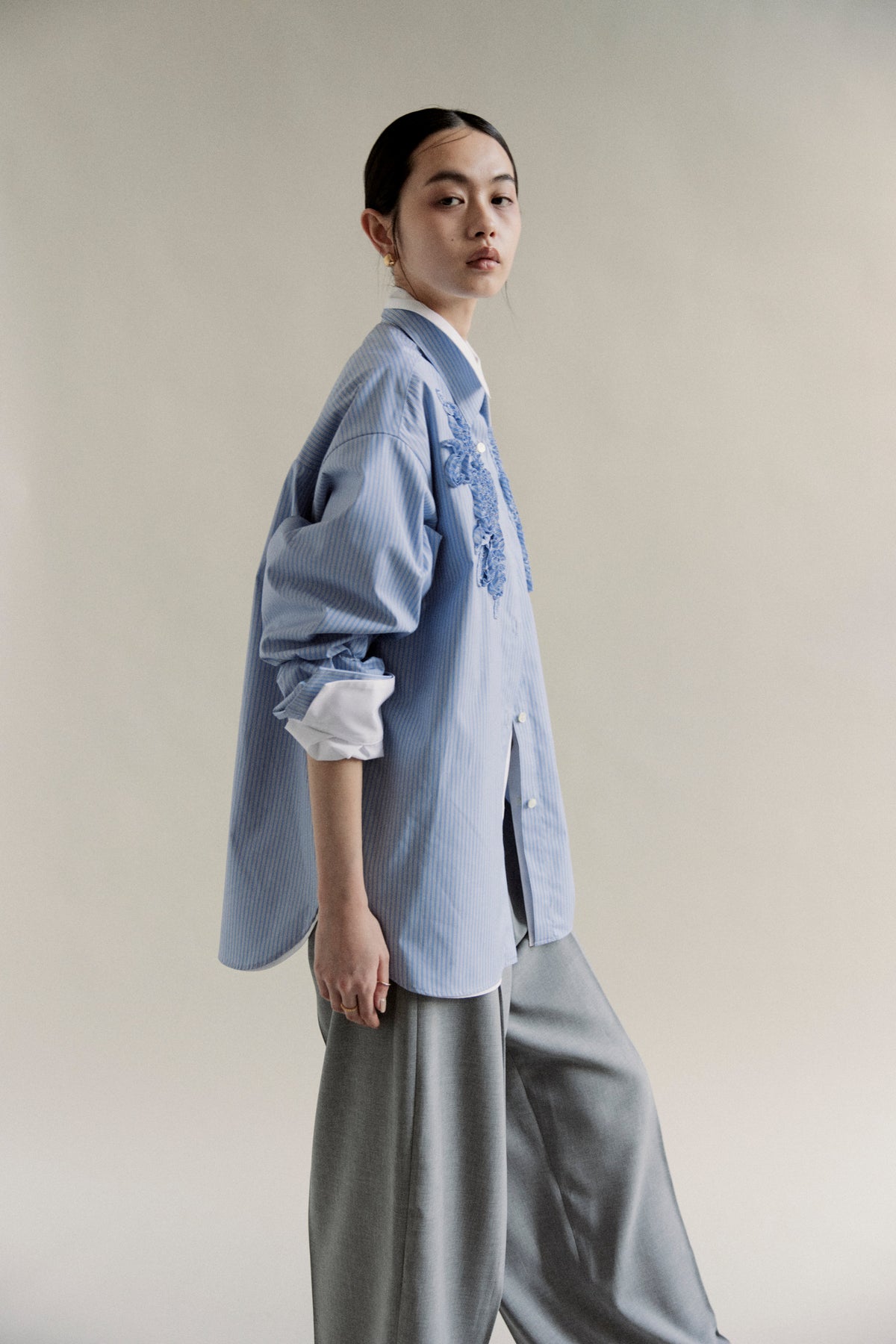 【予約商品】 SS27 - Ribbon panel shirt