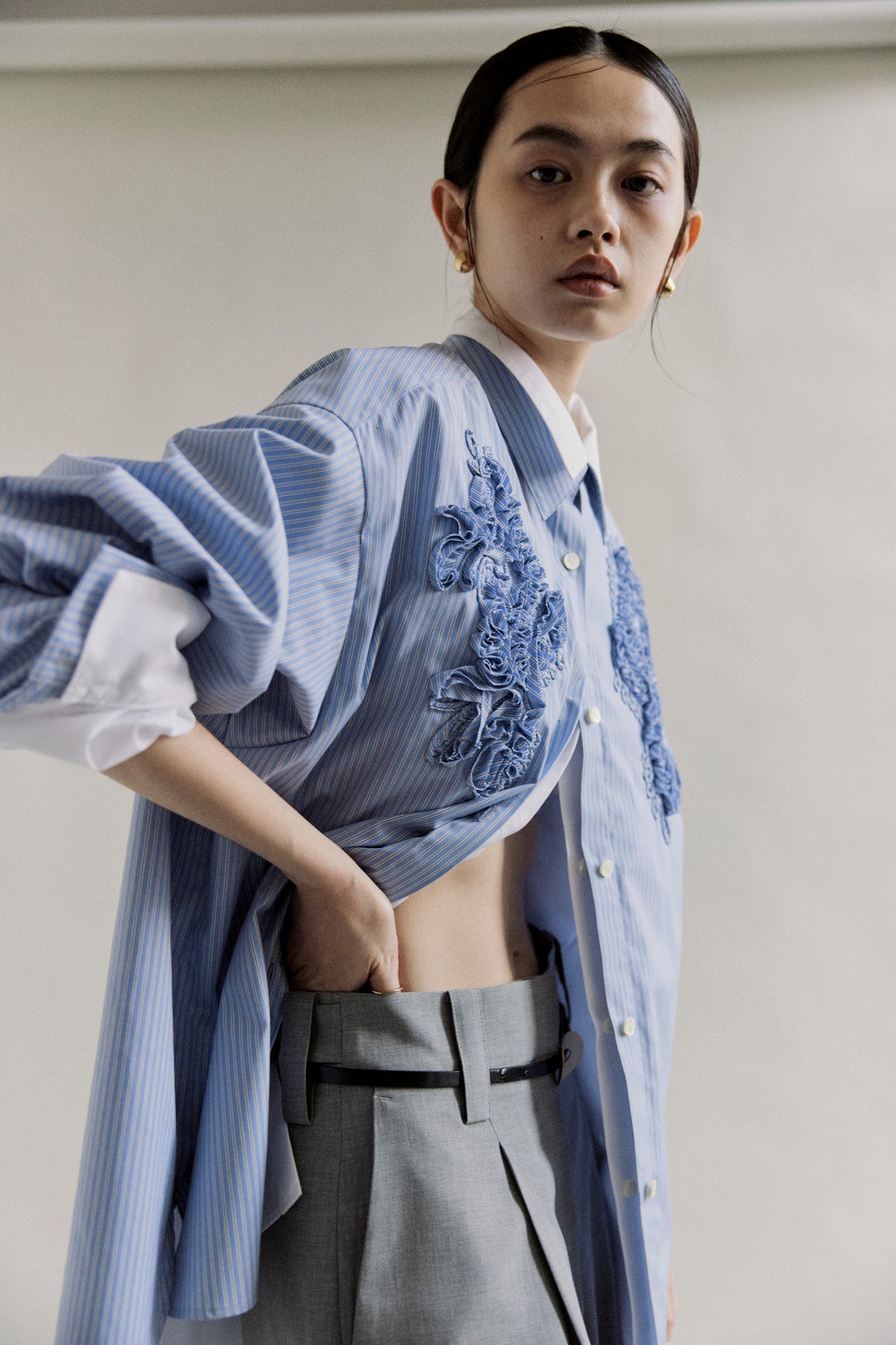 【予約商品】 SS27 - Ribbon panel shirt